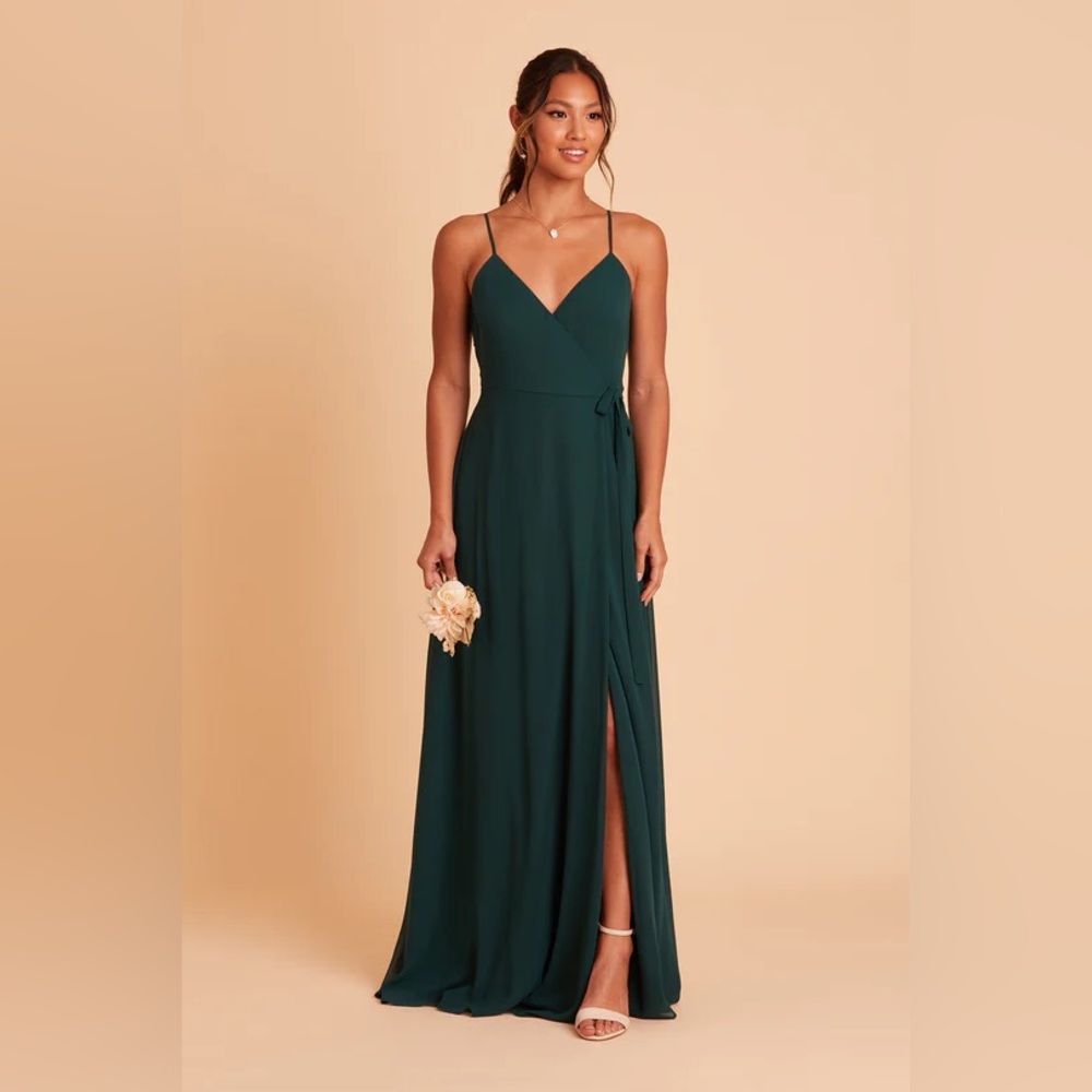 Bridy Grey Chiffon Emerald Bridesmaid Dress
